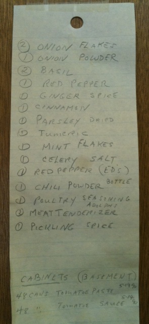 Grandpa's Spice List